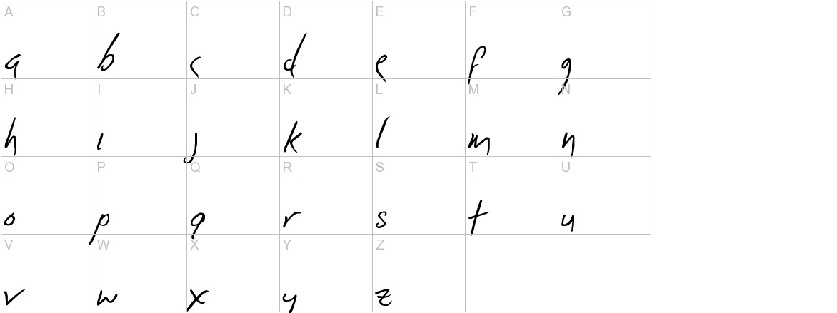 D McCue Hand font uppercase characters sample