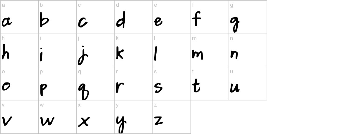 DaintyDaisies font lowercase characters sample