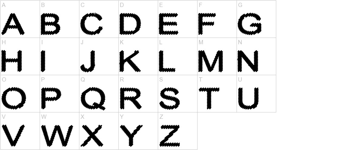 Cylonic Crossdraft font uppercase characters sample