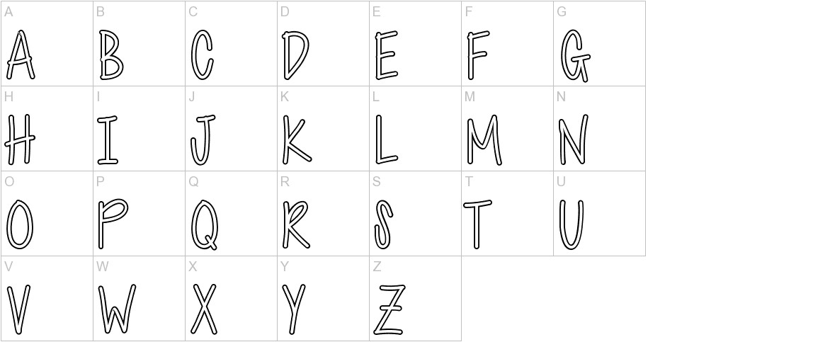 CutiePatootie font uppercase characters sample