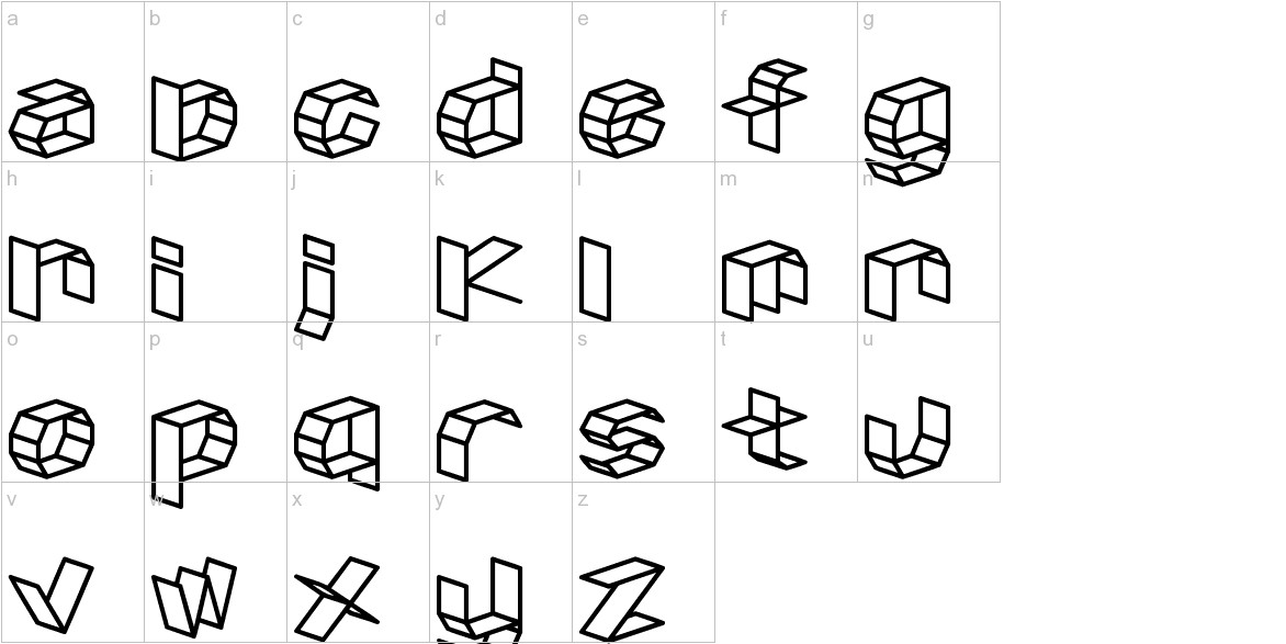 D3 Craftism font lowercase characters sample
