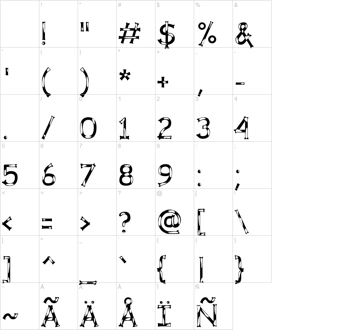 Dalmata Dream font other characters sample
