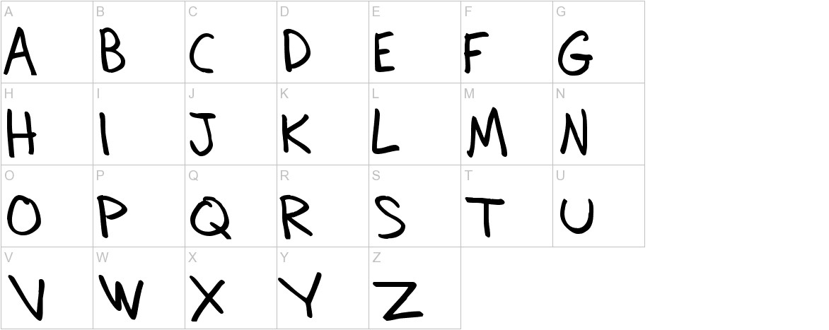 Dadhand font uppercase characters sample