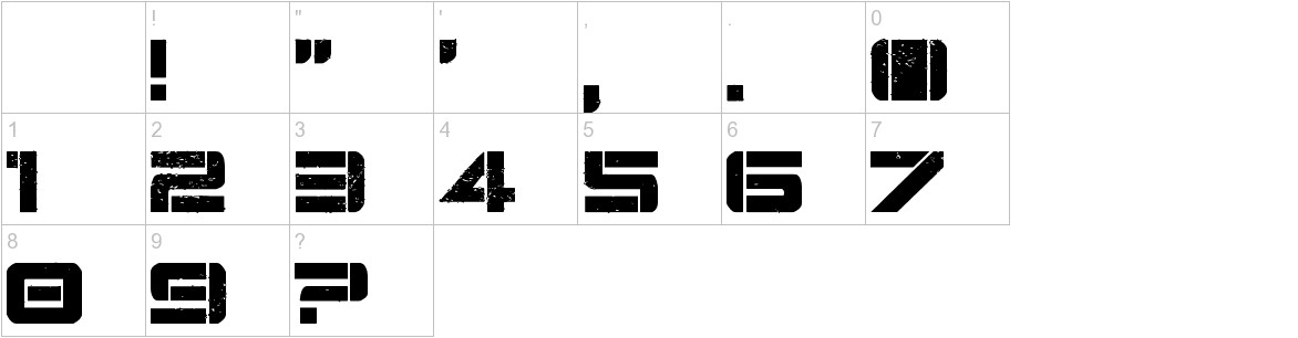 Damage Inc font other characters sample