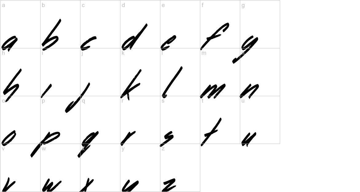 Dancing on the Beach font lowercase characters sample