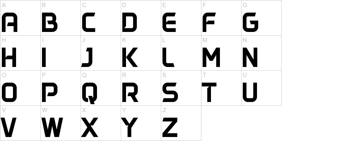 DAGGERSQUARE font uppercase characters sample
