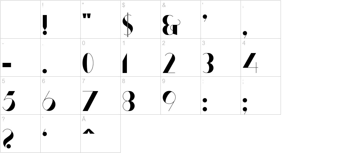 Dalmais font other characters sample