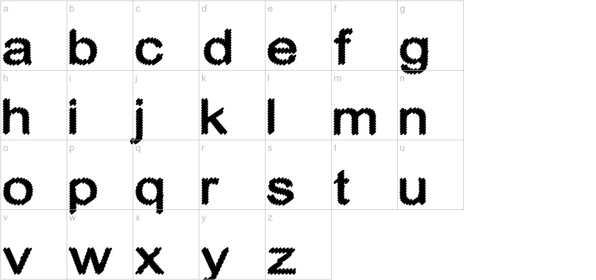 Cylonic Crossdraft font lowercase characters sample