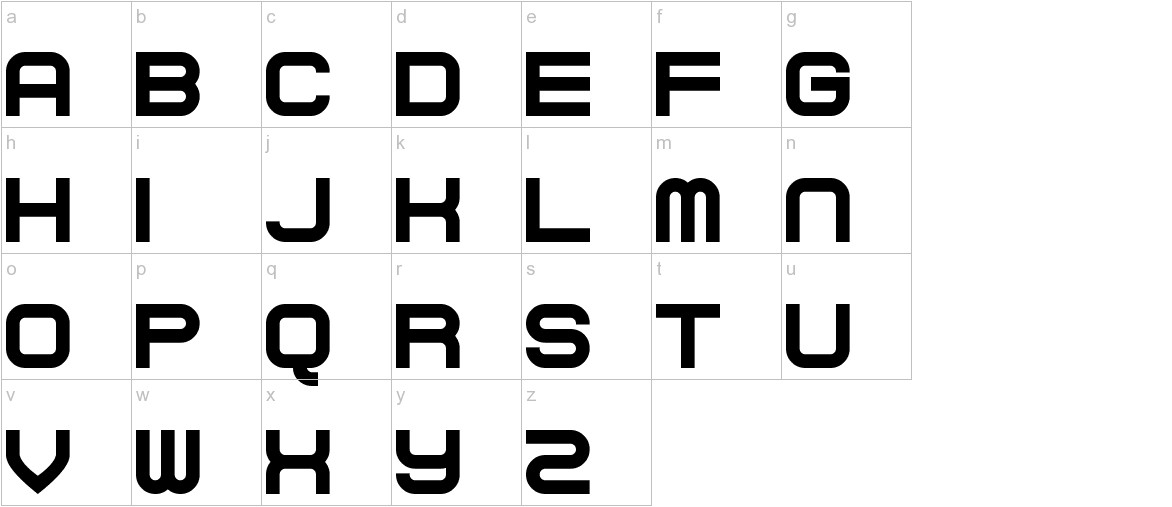 Curvert font lowercase characters sample
