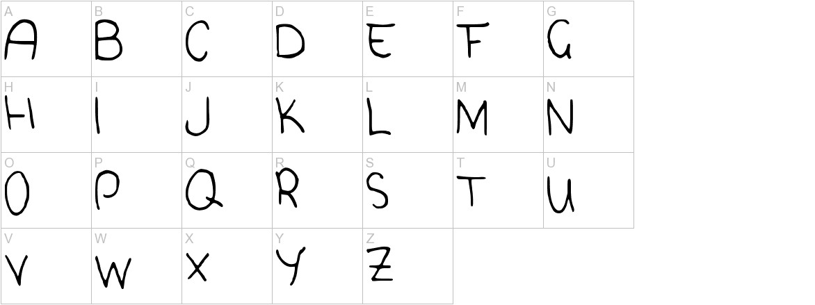 Cute Font font uppercase characters sample