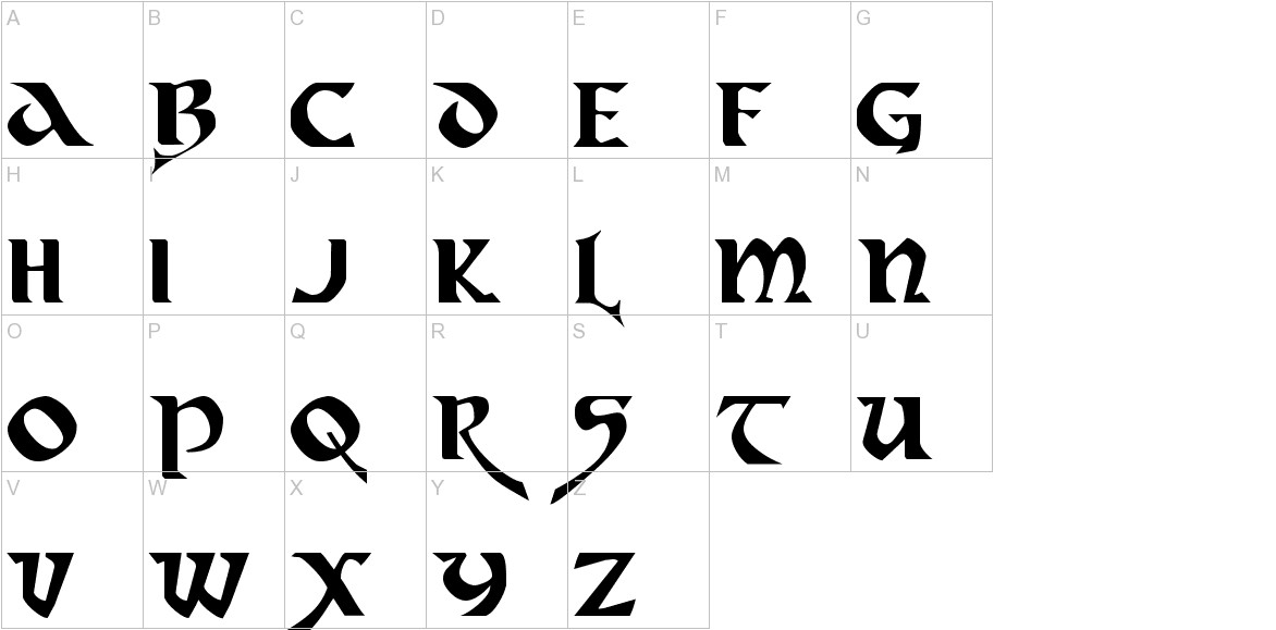 Dahaut font uppercase characters sample