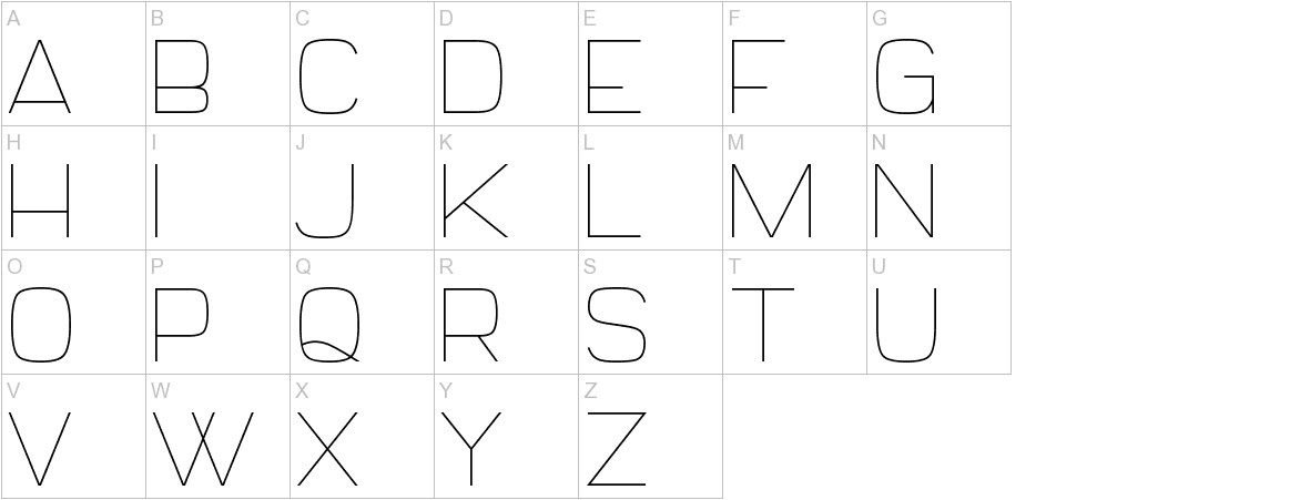Daiichi font uppercase characters sample