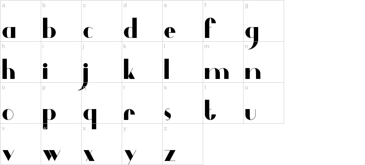 Dalmais font lowercase characters sample