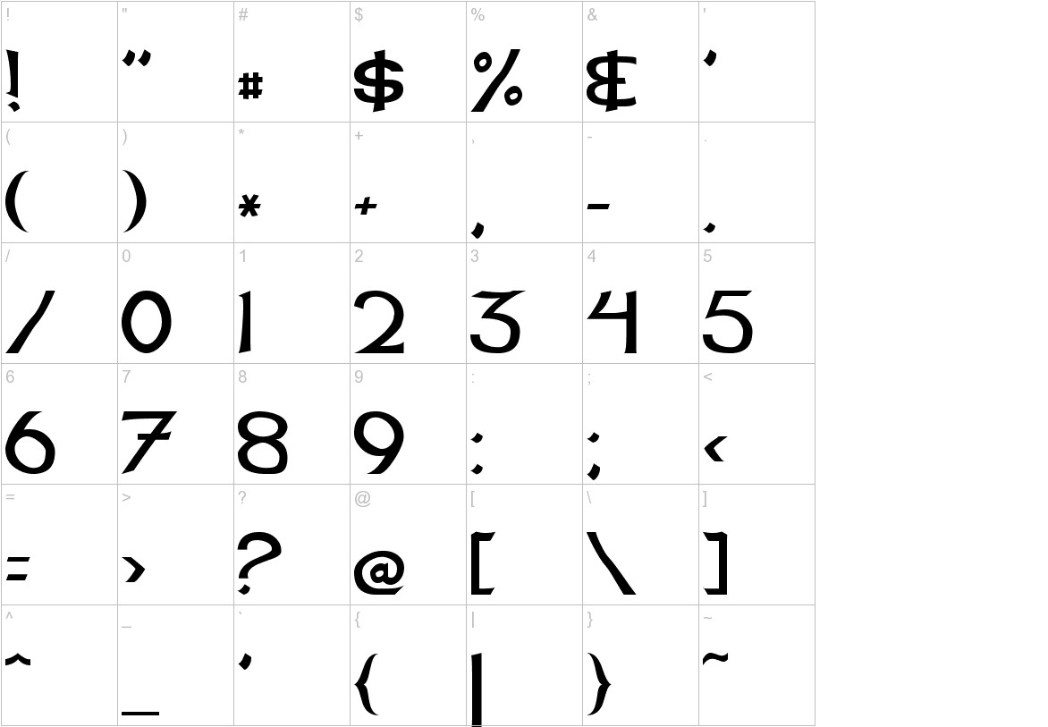 Dalelands Normal font other characters sample
