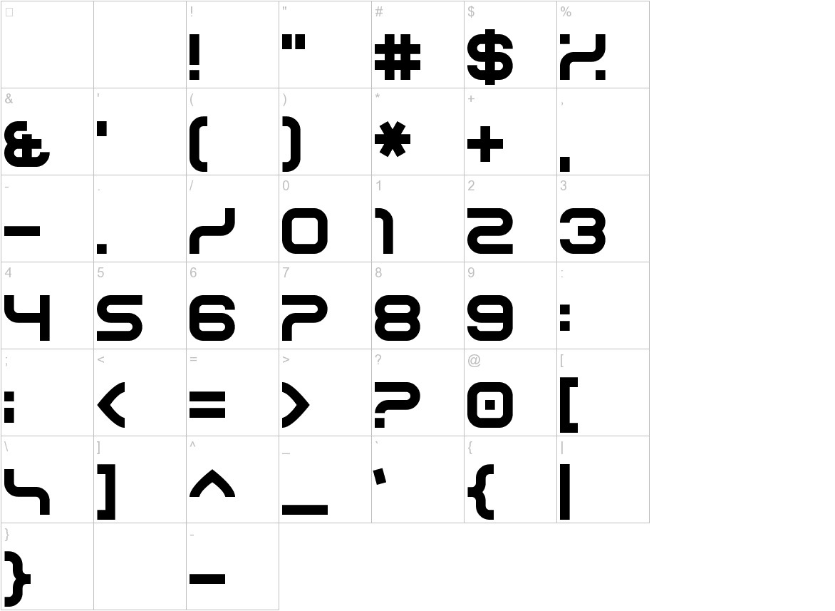 Curvert font other characters sample