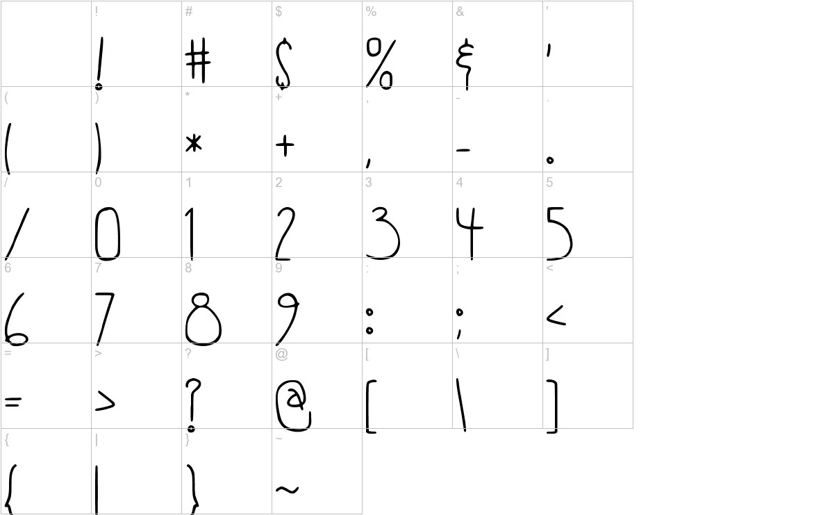 Dance With Me Tata font other characters sample