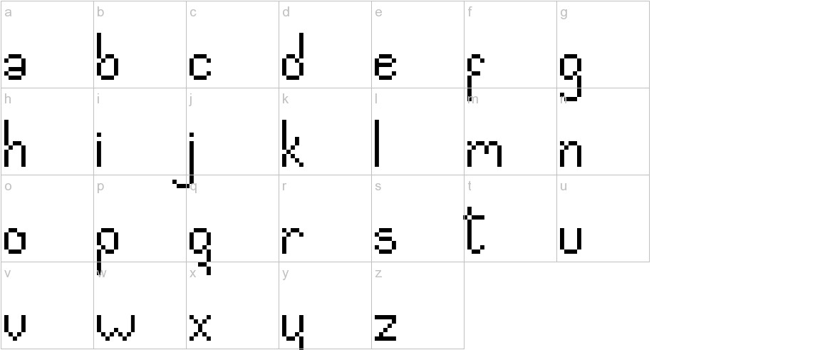 cv pixelado font lowercase characters sample