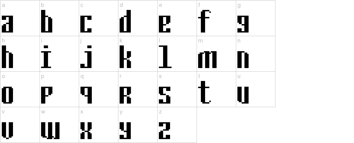 Cyrillic Pixel 7 font lowercase characters sample