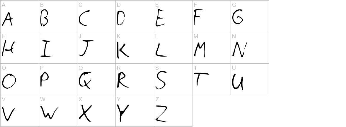 CyllsHandwriting font uppercase characters sample