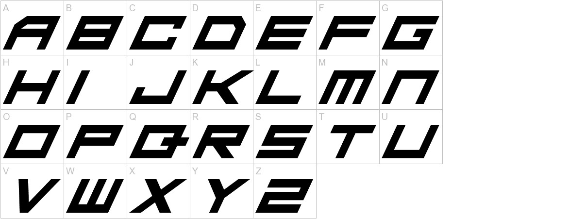 Da Mad Rave Italic font uppercase characters sample