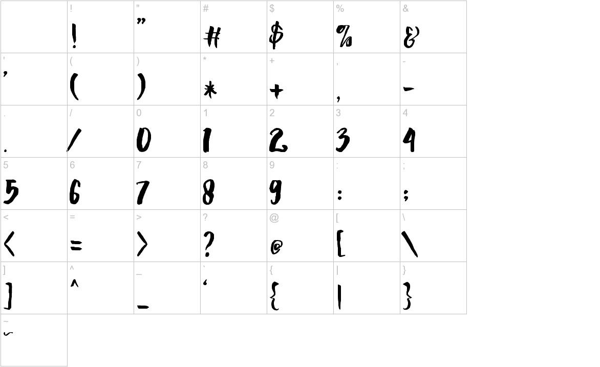 Dality font other characters sample