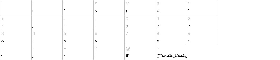 Dani font other characters sample