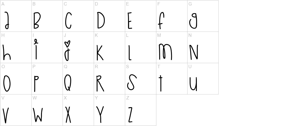 CuteAsAButton font uppercase characters sample