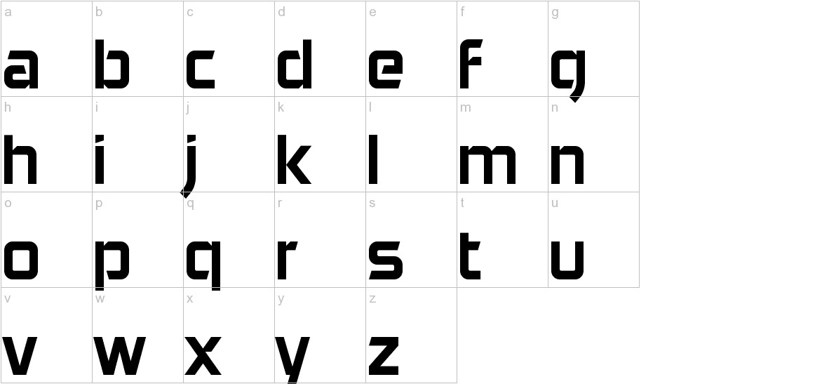 DAGGERSQUARE font lowercase characters sample